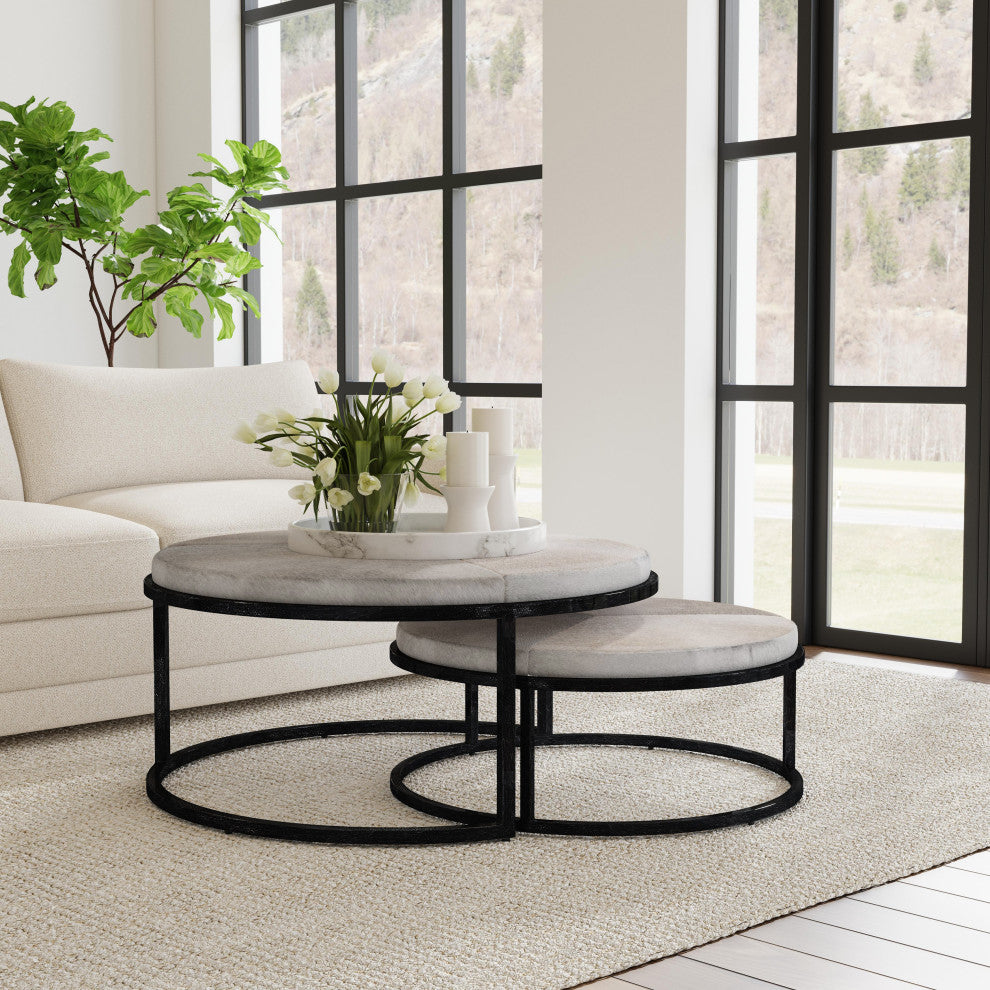 Hayword Hide Set of 2 Nesting Coffee Tables, Sparrow Gray