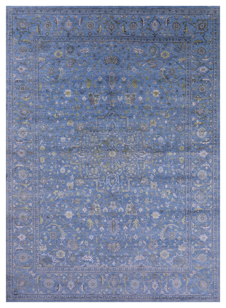 8' 8" X 11' 10" Persian Heriz Serapi Handmade Wool & Silk Rug - Q15537