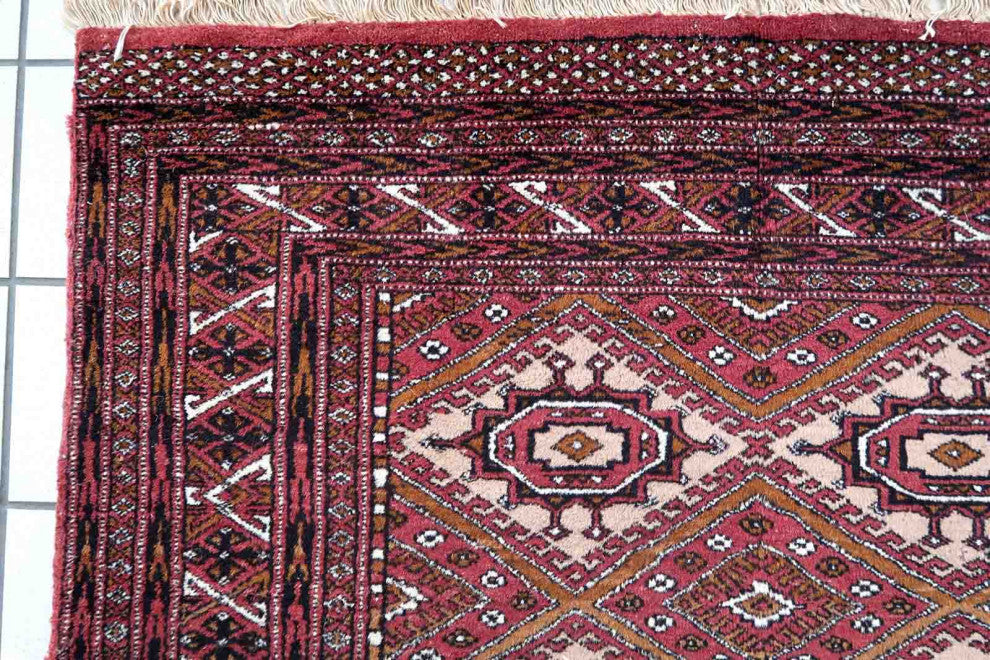 Handmade Vintage Afghan Ersari Rug 4'x6', 123cmx183cm 1970s