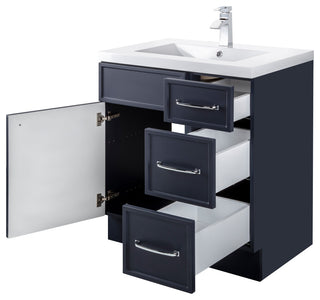 Manhattan Vanity, 1-Door 3-Drawer, Blue, 30", Single Bowl