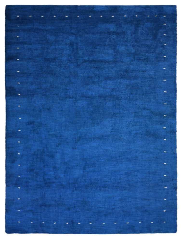 Hand Knotted Loom Silk Mix Area Rug Contemporary Blue