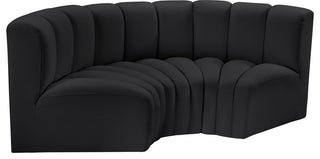Arc Vegan Leather Upholstered 3-Pc. Inward Curved Modular Sectional, Black