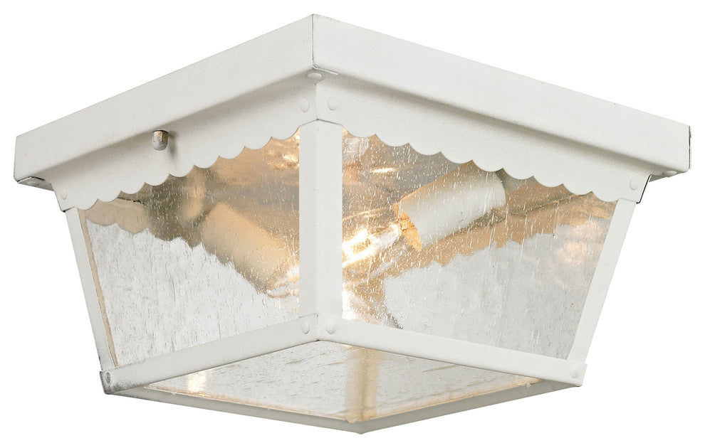 Springfield 2-Light Exterior Flush Mount, White, 10"x6"
