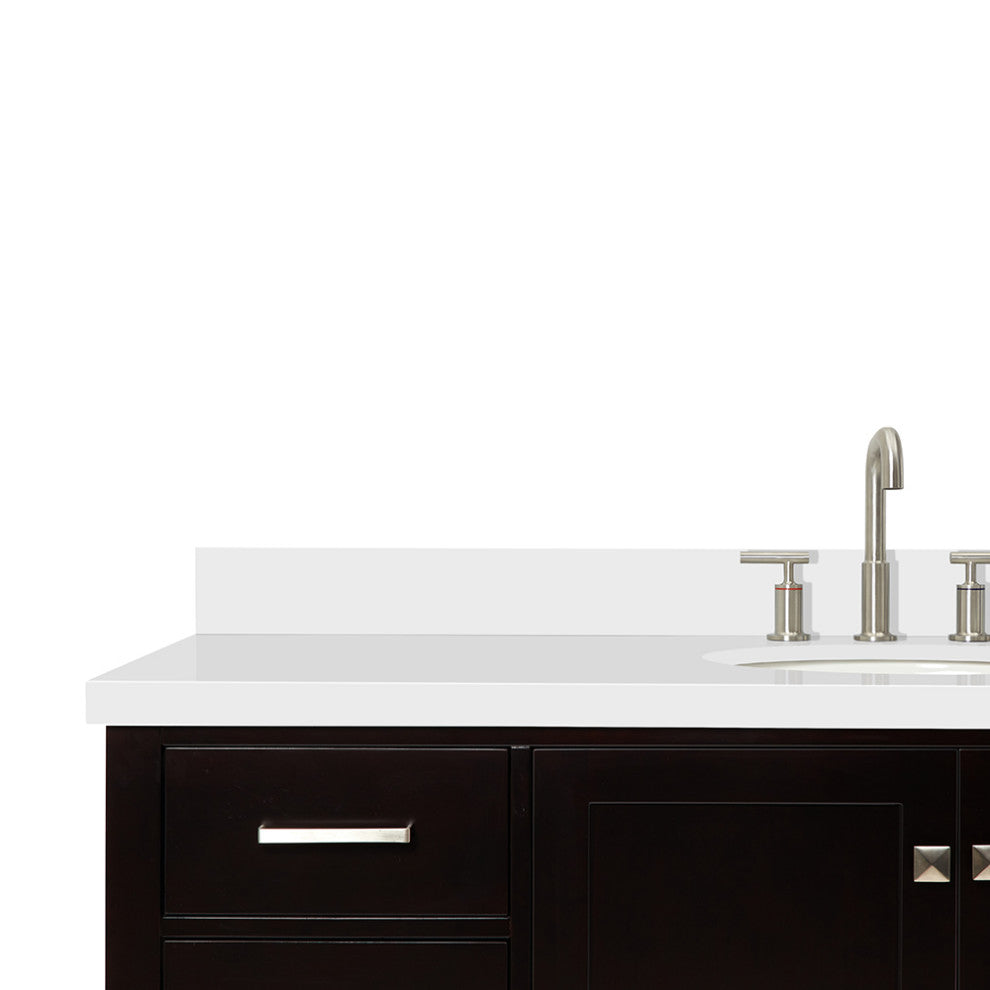 ARIEL Cambridge 61" Single Oval Sink Bathroom Vanity Espresso With Quartz Top