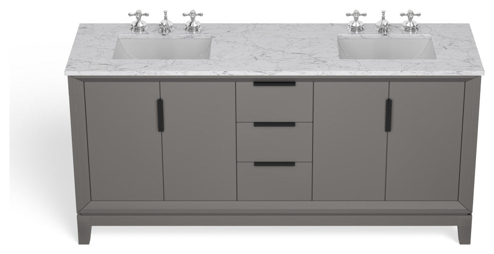 The Ezra Bathroom Vanity, Cashmere Gray, 72", Double Sink, Freestanding