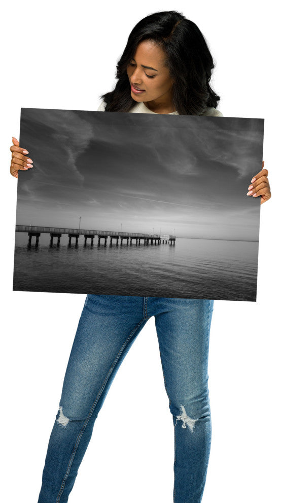 End of the Pier Landscape Photo, Beach Unframed Wall Art Print, 18" X 24"