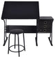 Modern Style Black Adjustable Drafting Table with Stool and Side Drawers