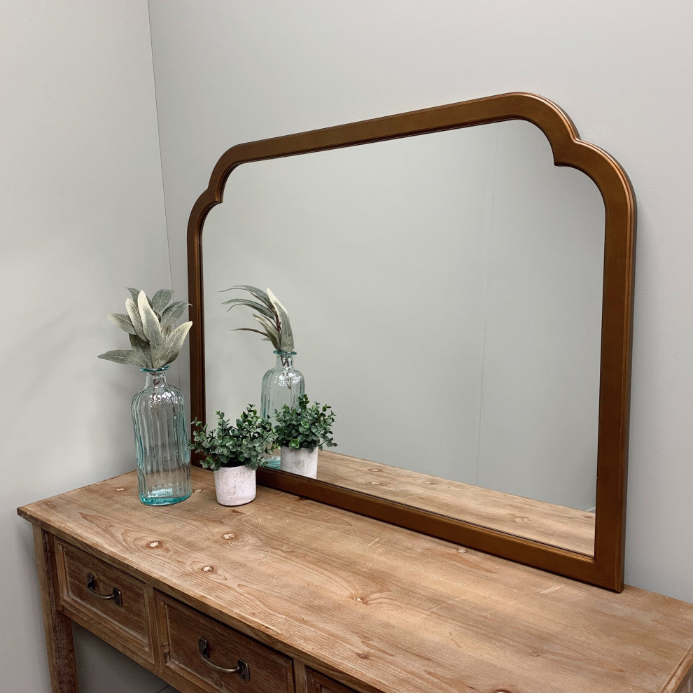 Pescara Framed Mantel Mirror, Clover Cathedral, 38.4"x27.4", Autumn Bronze