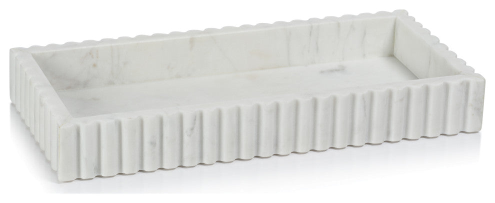 Calabria Scalloped Vanity Marble Tray, Medium