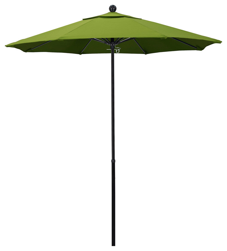 7.5'  Black Push Lift Fiberglass Umbrella, Sunbrella, Macaw