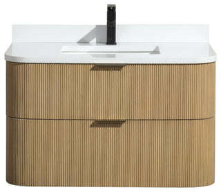 Ari Kitchen and Bath Chantal 36" Floating Bathroom Vanity Oak
