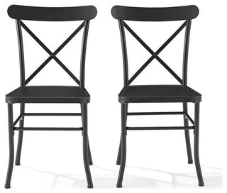 Afuera Living 18" Modern Metal Patio Dining Chair in Matte Black (Set of 2)