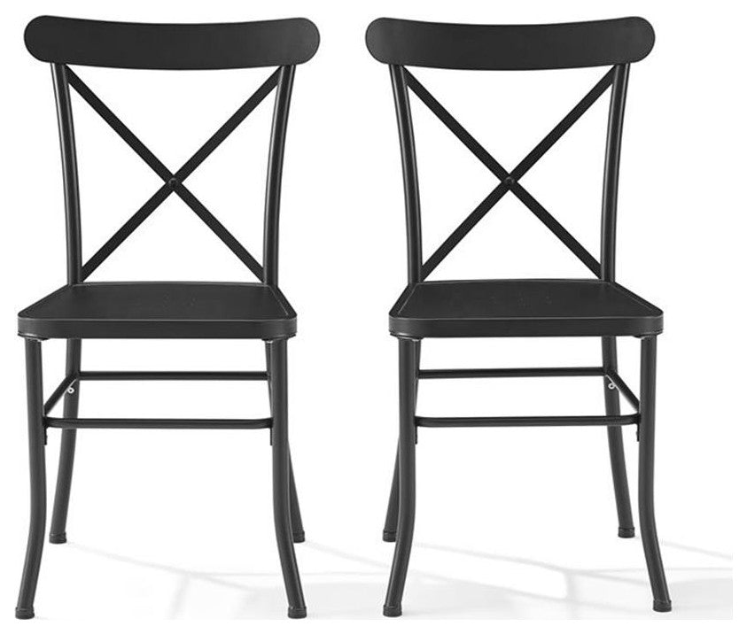 Afuera Living 18" Modern Metal Patio Dining Chair in Matte Black (Set of 2)