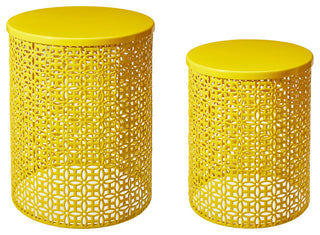 Multi-Functional Metal Garden Stool, 2-Piece Set, Yellow