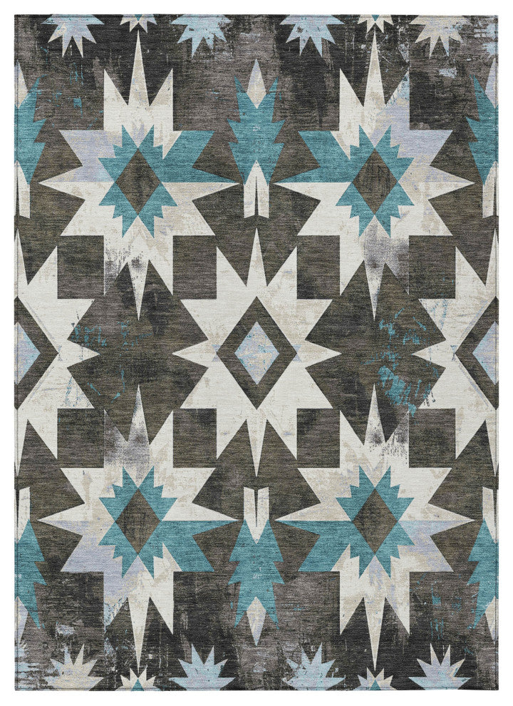 Machine Washable Indoor/Outdoor Chantille ACN1893 Coffee 10' x 14' Rug