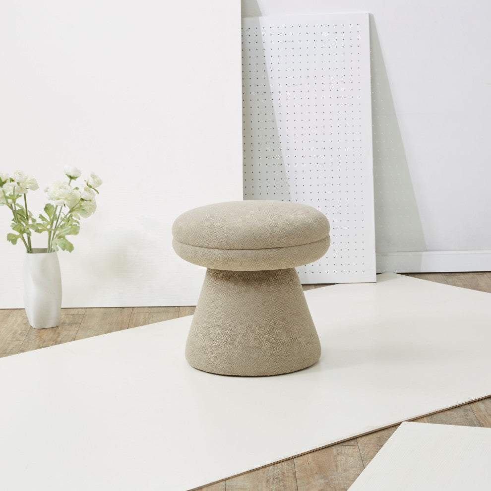 Safavieh Couture Gisella Boucle Ottoman, Light Brown