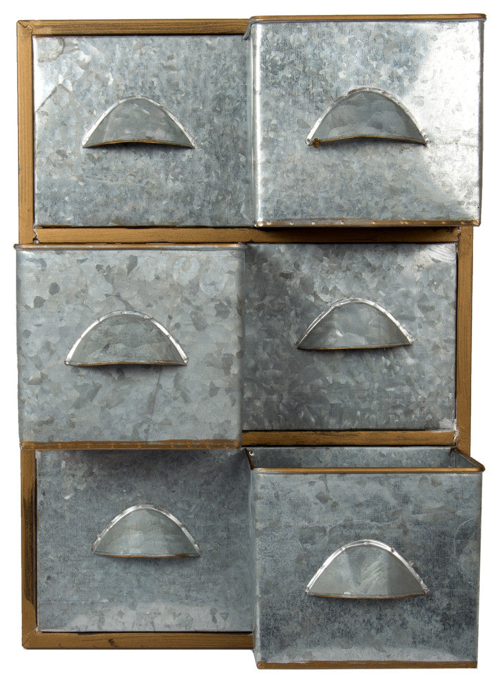 Galvanized Metal Wall Planter, 11.5"x16", Industrial Silver