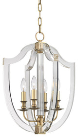 Arietta, 17" Pendant, Aged Brass Finish, Clear Glass