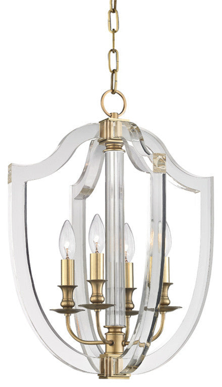 Arietta, 17" Pendant, Aged Brass Finish, Clear Glass