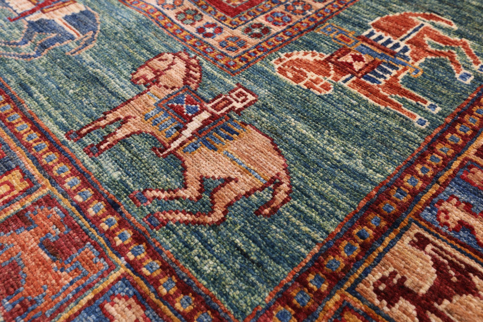 3' 3" X 4' 11" Antiqued Pazyryk Historical Design Hand-Knotted Rug Q10861