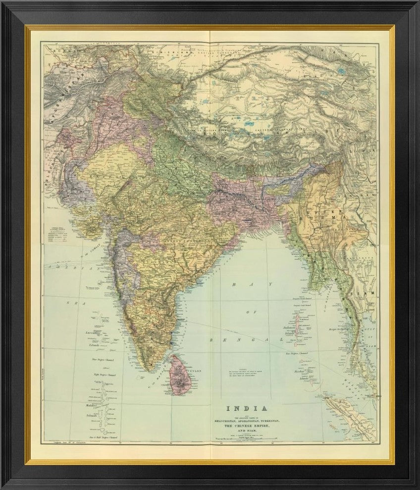"Composite: India, 1901" Framed Canvas Giclee by Edward Stanford, 29x34"
