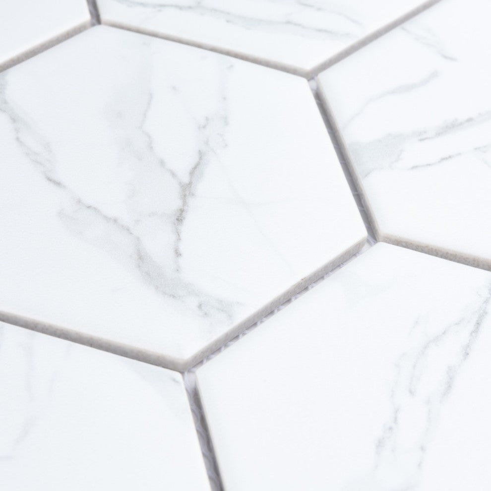 Carrione Super Hex Matte Carrara Porcelain Floor and Wall Tile