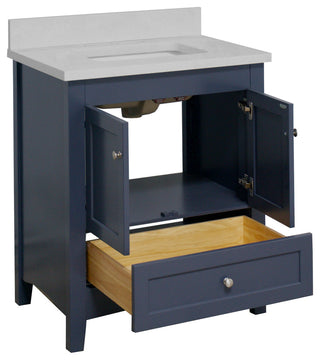 Abbey 30" Bathroom Vanity, Base: Marine Gray, 30", Top: Quartz