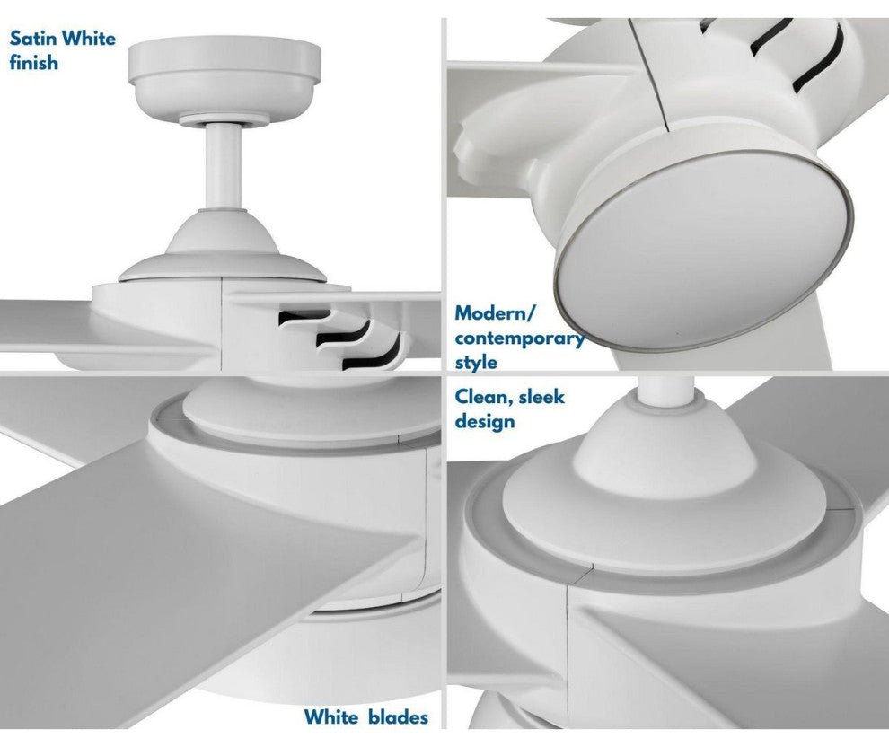 Edwidge 3-Blade 52" DC Motor LED Contemporary Ceiling Fan, White