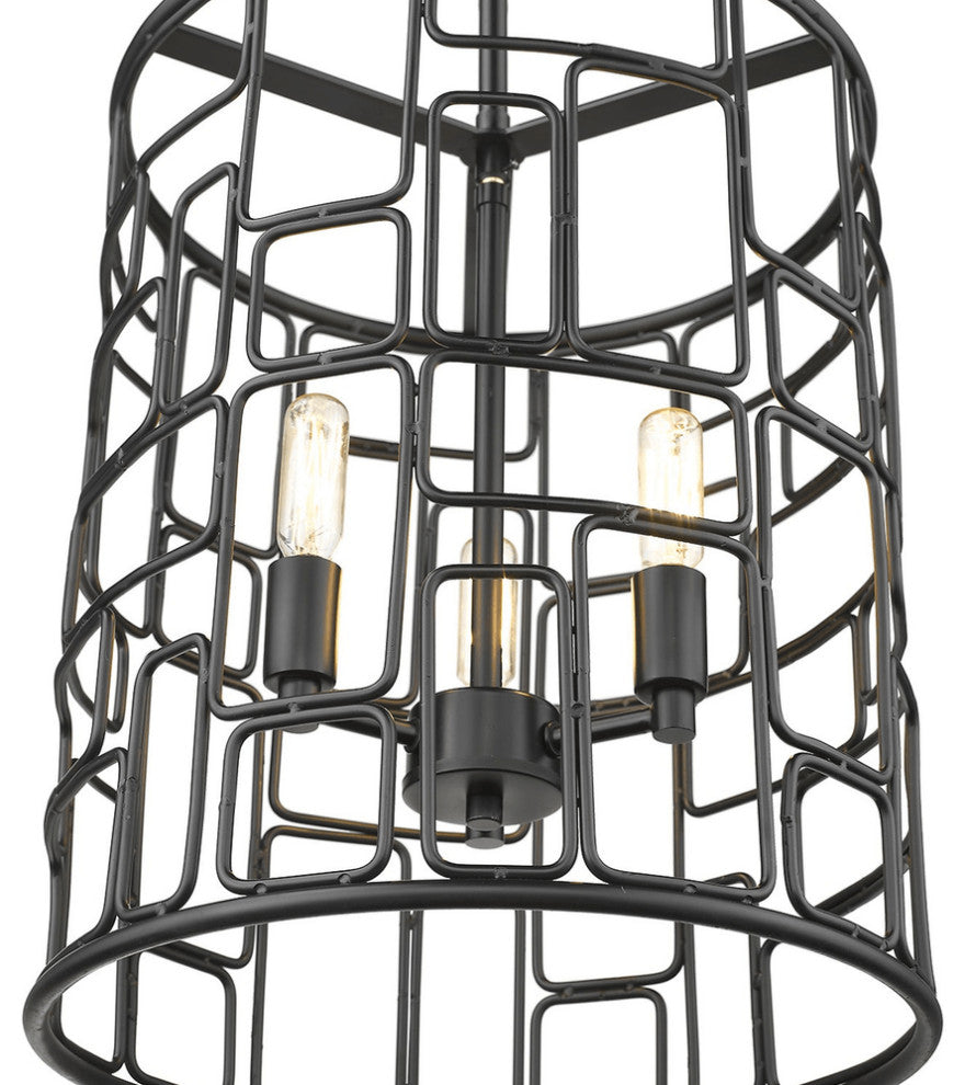 Amoret 3-Light Matte Black Convertible Pendant