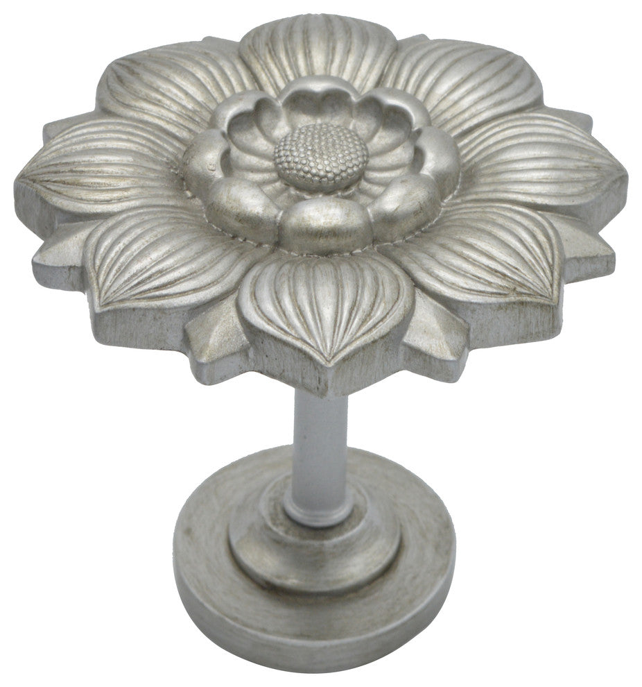 Large Bloom Medallion Drapery Holdback, English Pewter