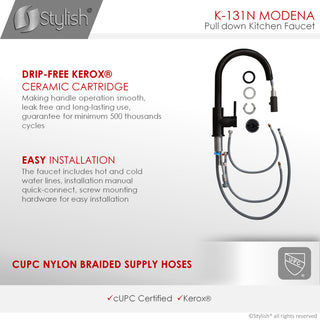 STYLISH Single Handle Pull Down Matte Black Kitchen Faucet