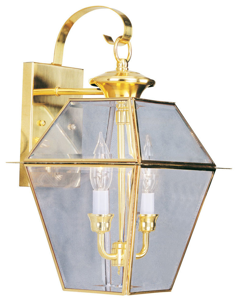 Westover Outdoor Wall Lantern, Polished Brass