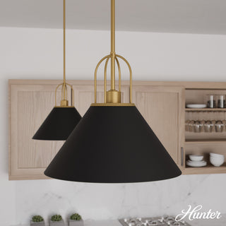 Carrington Isle Flat Matte Black and Luxe Gold 1 Light Pendant