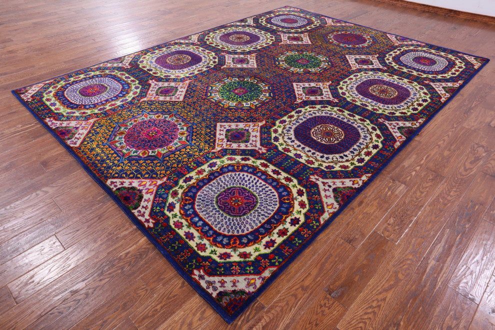 8' 10" X 12' 1" Handmade Mamluk Geometric Wool & Silk Rug - Q13739
