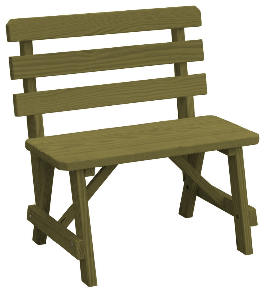 Traditional Cedar Backed Bench, Linden Leaf Stain, 3 Foot