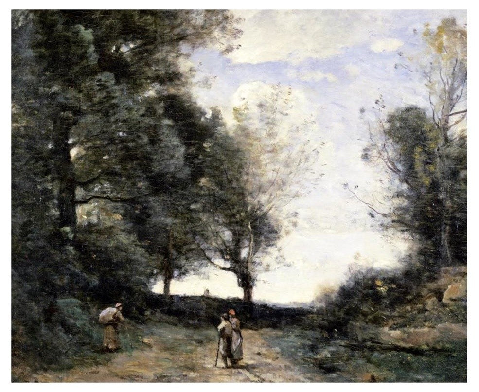 "Along the Path" Digital Paper Print by Jean-Baptiste-Camille Corot, 32"x27"