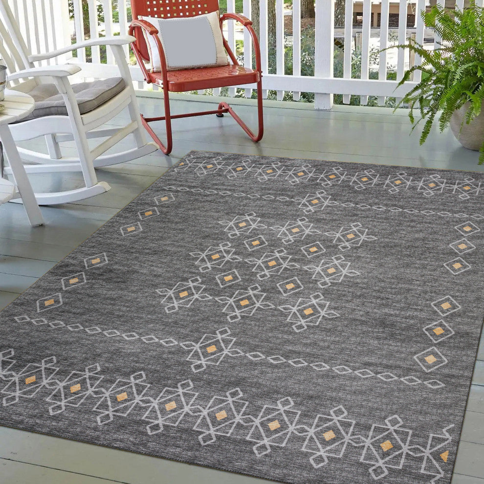 Indoor/Outdoor Sedona SN3 Charcoal Machine Washable 5' x 7'6" Rug