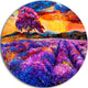 Colorful Lavender Fields, Photography Large Disc Metal Wall Art, 11"