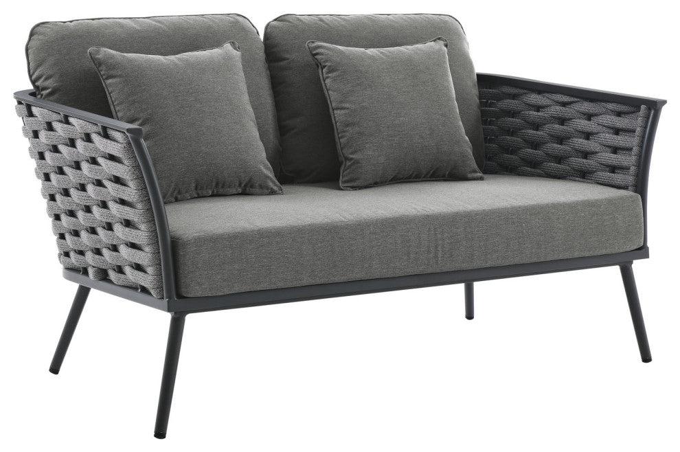 Stance Outdoor Patio Aluminum Loveseat Gray Charcoal