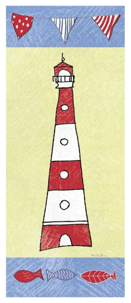 "Coastal Lighthouse I" Digital Paper Print by Farida Zaman, 18"x42"