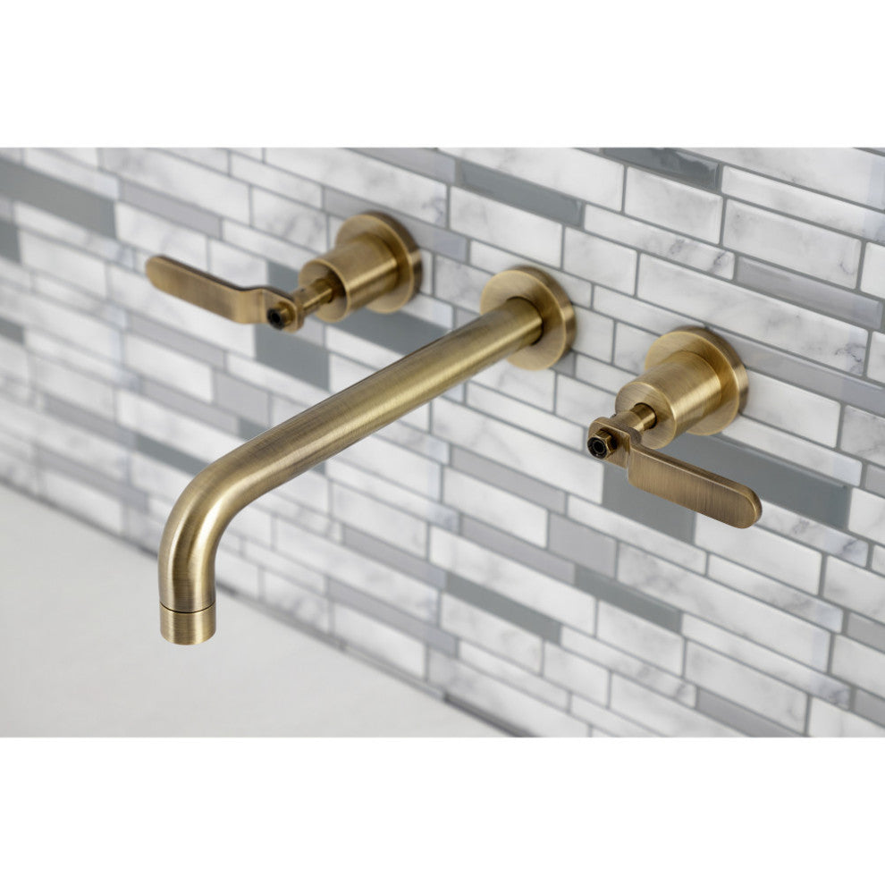 KS8023KL Two-Handle Wall Mount Tub Faucet, Antique Brass
