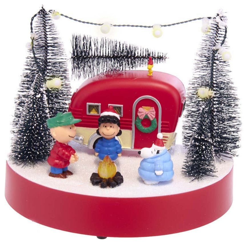 Kurt Adler 7" Battery-Operated Peanuts Musical Camper Scene Table Piece