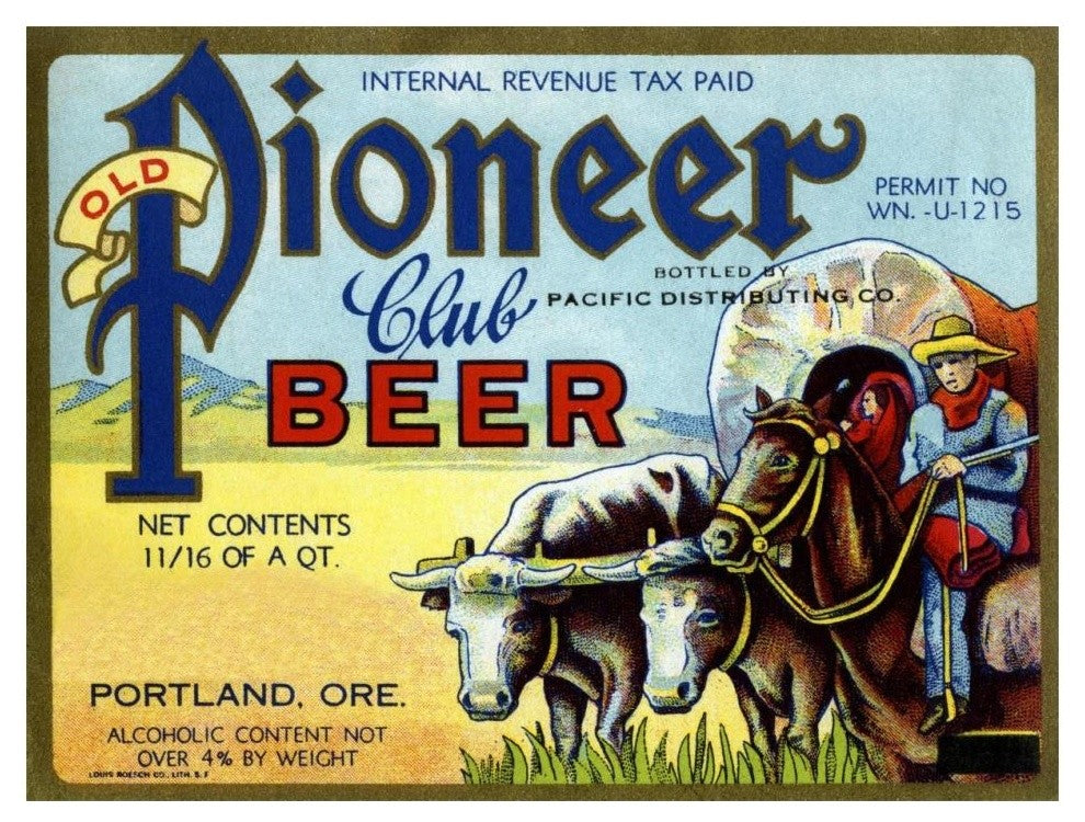 "Old Pioneer Club Beer" Digital Paper Print by Vintage Booze Labels, 18"x14"