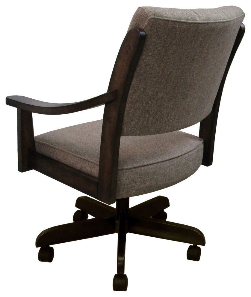 Swivel Wood Dining Caster Chair with Wheels - Casa, Basin Beige - New Brown