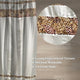 Spa Tile White Soft Fabric Shower Curtain With Multicolor Embroidered Tile Bands, Brown, 54x78"