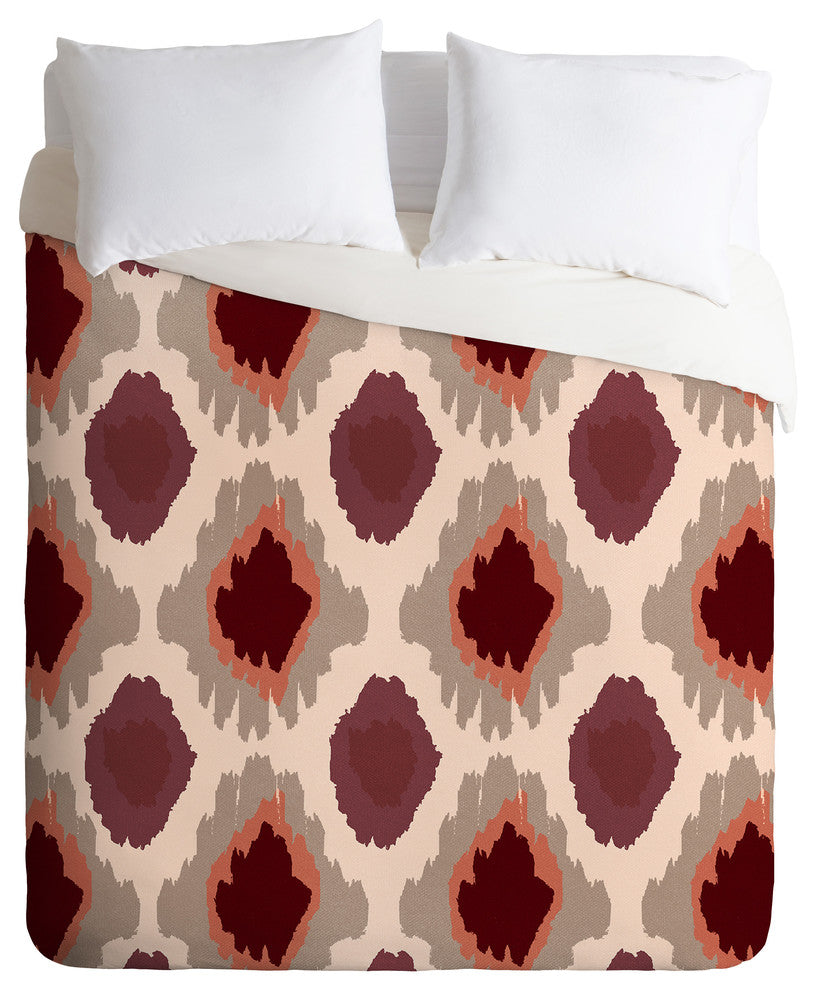 Allyson Johnson Bohemian Marsala Ikat Duvet Cover Set, Twin XL