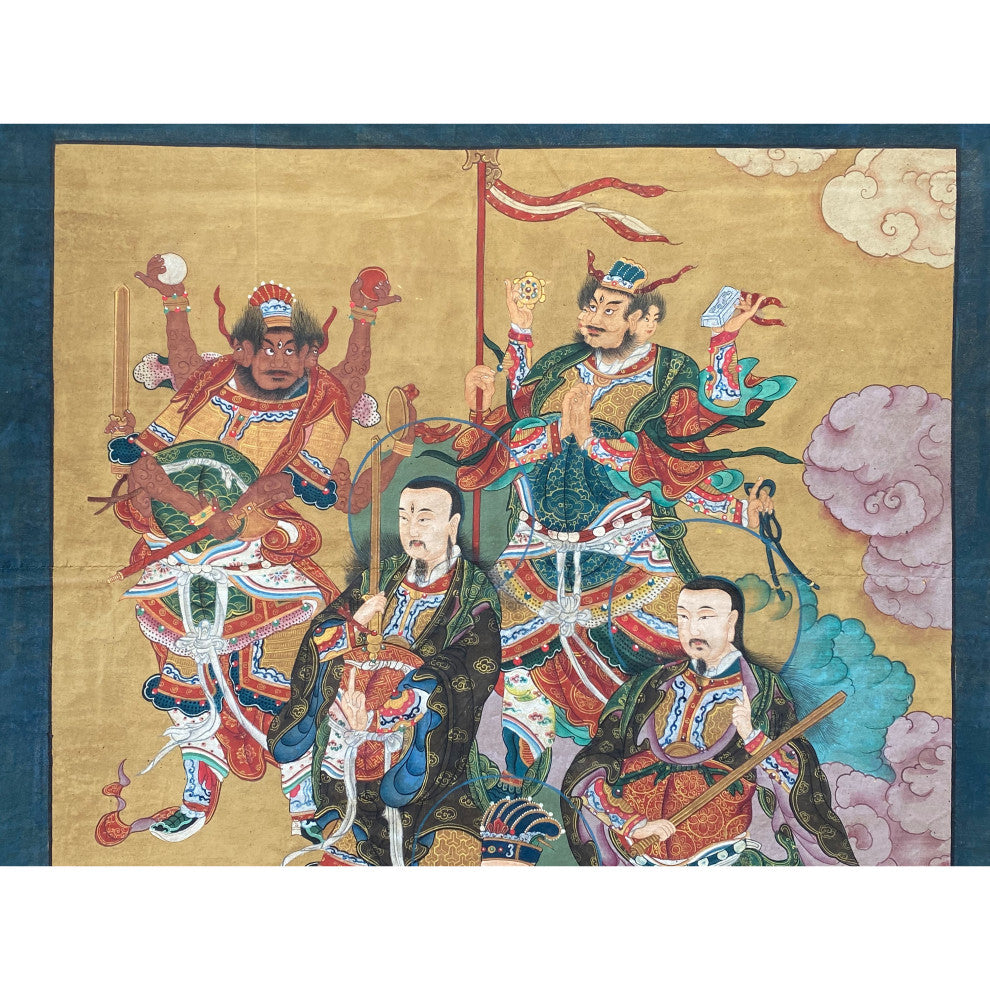 Large Chinese Canvas Art of The Three Great Emperor - Officials Hcs7164