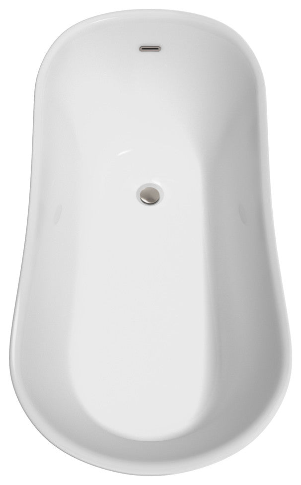 Wyndham Collection Janice 67" Freestanding Bathtub, White With Floor