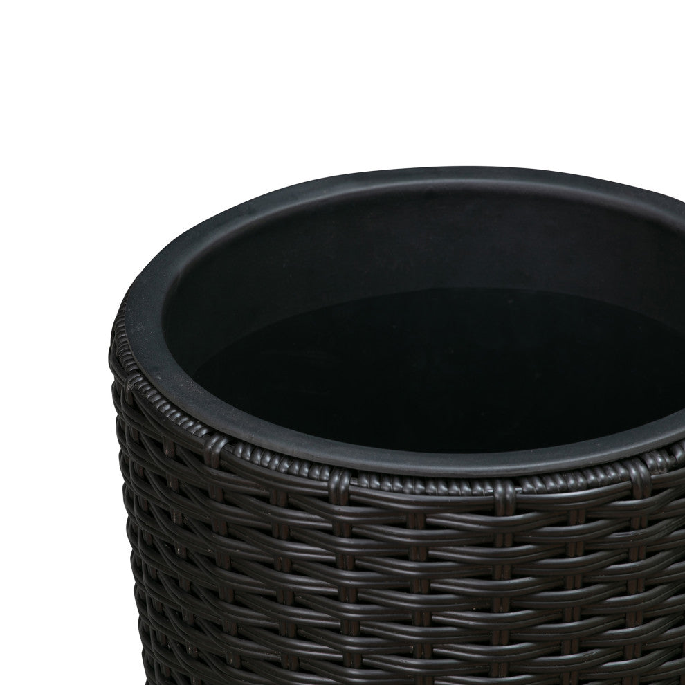 Noah Round Wicker Planter 2-Piece Set, Black