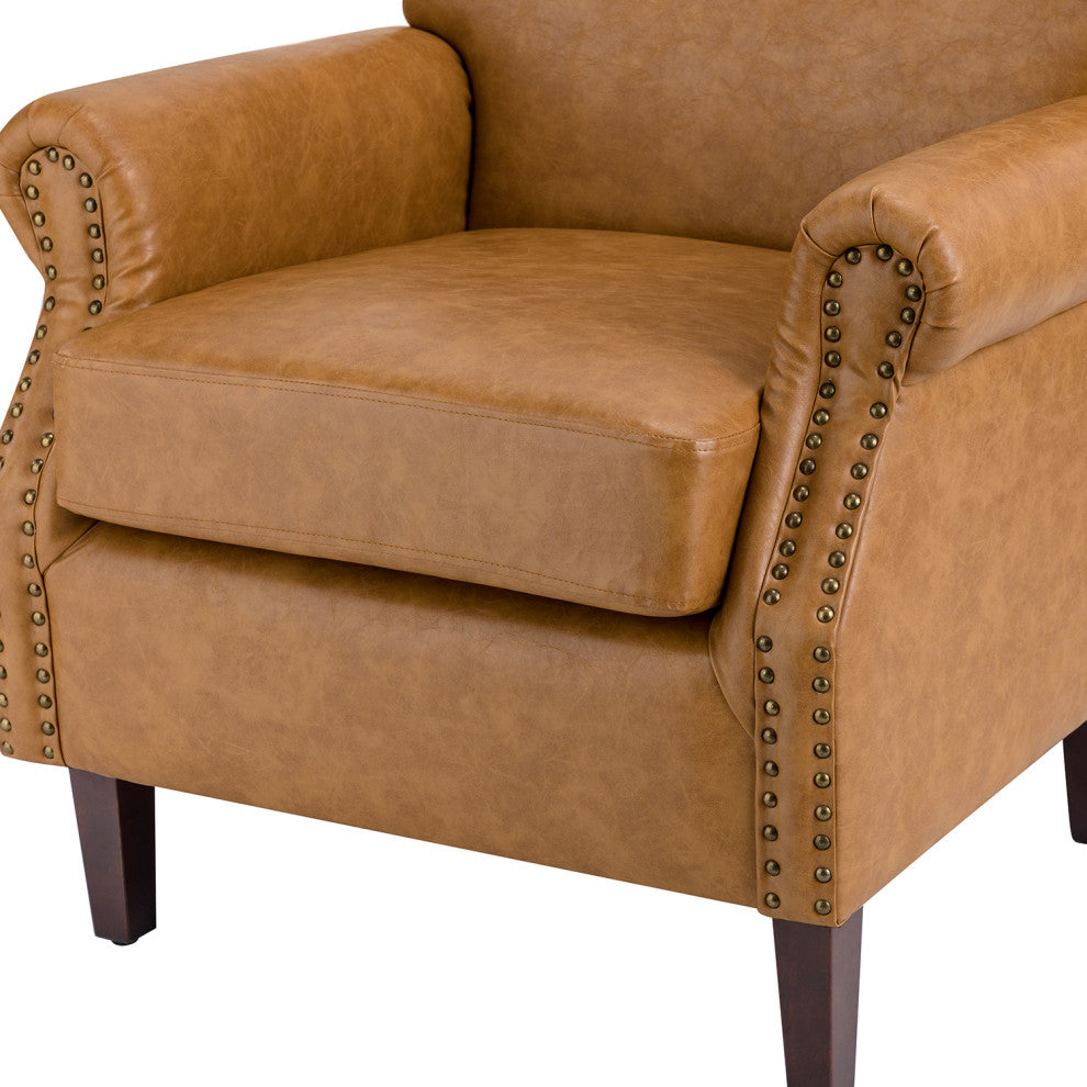 Jose Vegan Leather Armchair Set Of 2, Camel
